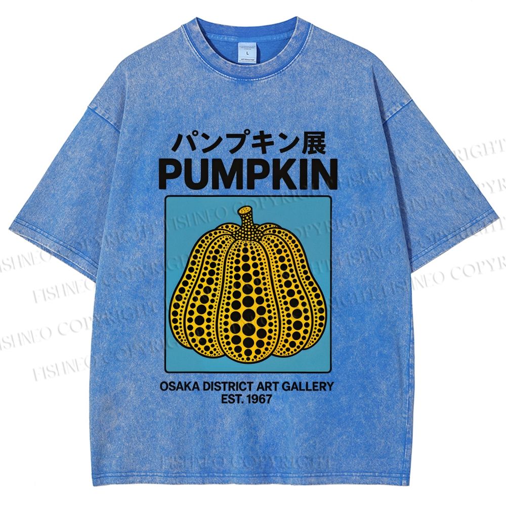 Unisex Yayoi Kusama Pumpkin Art Printed Washed Tee