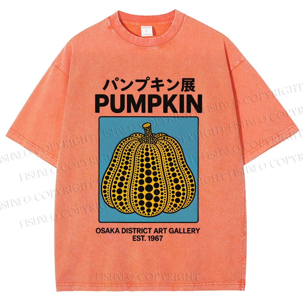 Unisex Yayoi Kusama Pumpkin Art Printed Washed Tee