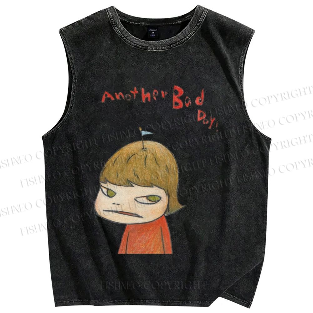 Unisex Yoshitomo Nara Another Bad Day Printed Washed Tank Top