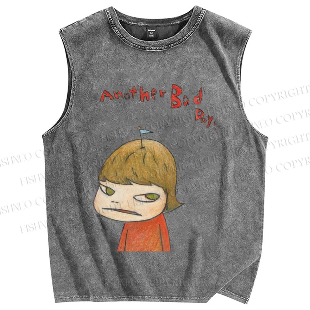 Unisex Yoshitomo Nara Another Bad Day Printed Washed Tank Top