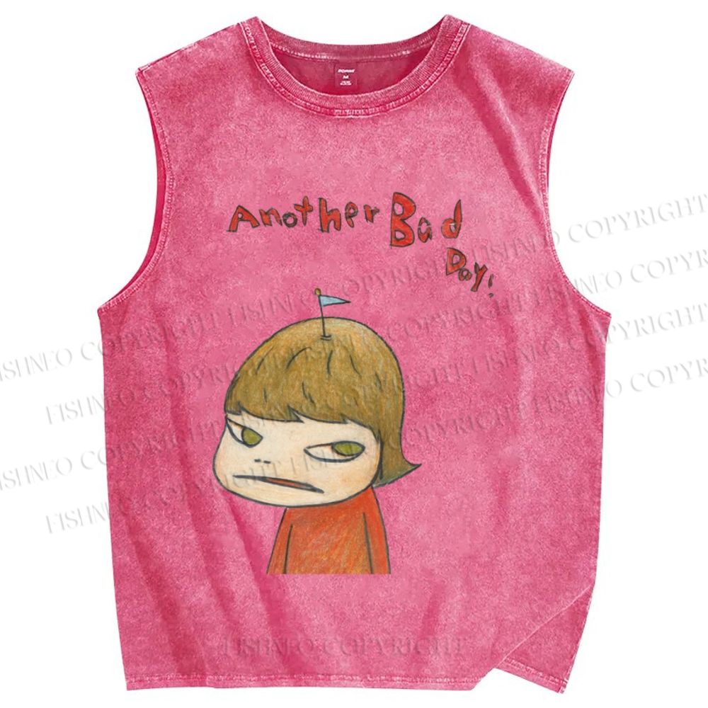 Unisex Yoshitomo Nara Another Bad Day Printed Washed Tank Top