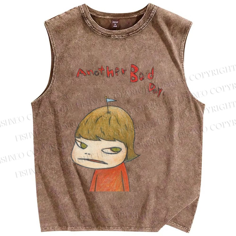 Unisex Yoshitomo Nara Another Bad Day Printed Washed Tank Top