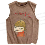 Unisex Yoshitomo Nara Another Bad Day Printed Washed Tank Top