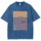 Unisex Like A Fish On The Sand Till A Wave Lends Hand Printed Washed Tee