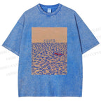 Unisex Like A Fish On The Sand Till A Wave Lends Hand Printed Washed Tee