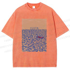 Unisex Like A Fish On The Sand Till A Wave Lends Hand Printed Washed Tee