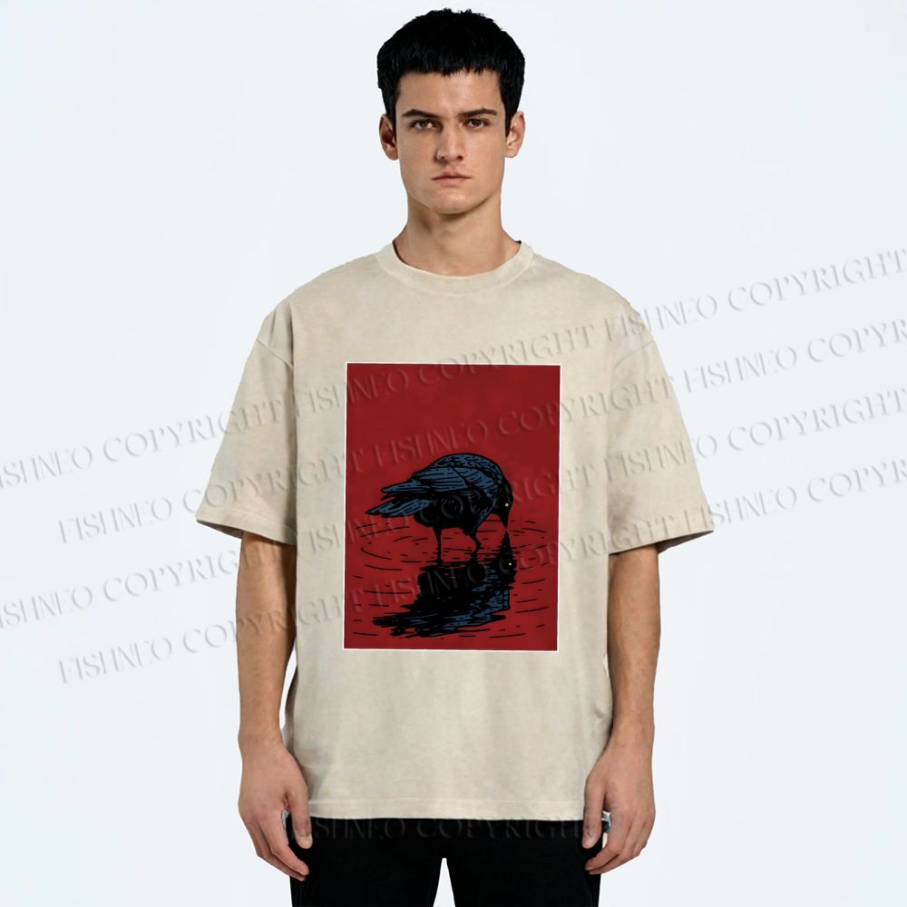 Unisex The Turning Crow Printed Washed Tee