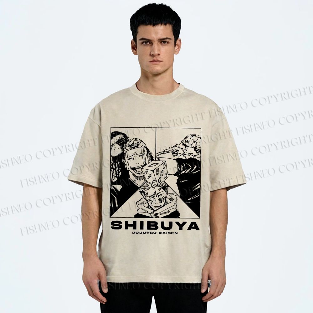 Unisex Shibuya Arc Printed Washed Tee