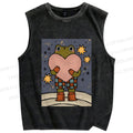 Unisex Frog Holding a Heart Printed Washed Tank Top