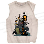Unisex Greedy Knight Kaiju Printed Washed Tank Top