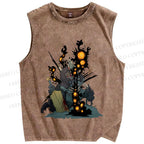 Unisex Greedy Knight Kaiju Printed Washed Tank Top