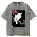 Unisex Japanese Cockatoo Printed Washed Tee