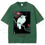 Unisex Japanese Cockatoo Printed Washed Tee