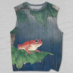 Unisex Frog in Rain Printed Tank Top