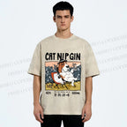 Unisex N.I.P Cat Nip Gin Lazy Dog Printed Washed Tee