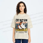 Unisex N.I.P Cat Nip Gin Lazy Dog Printed Washed Tee