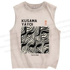 Unisex Yayoi Kusama Geometry Printed Washed Tank Top