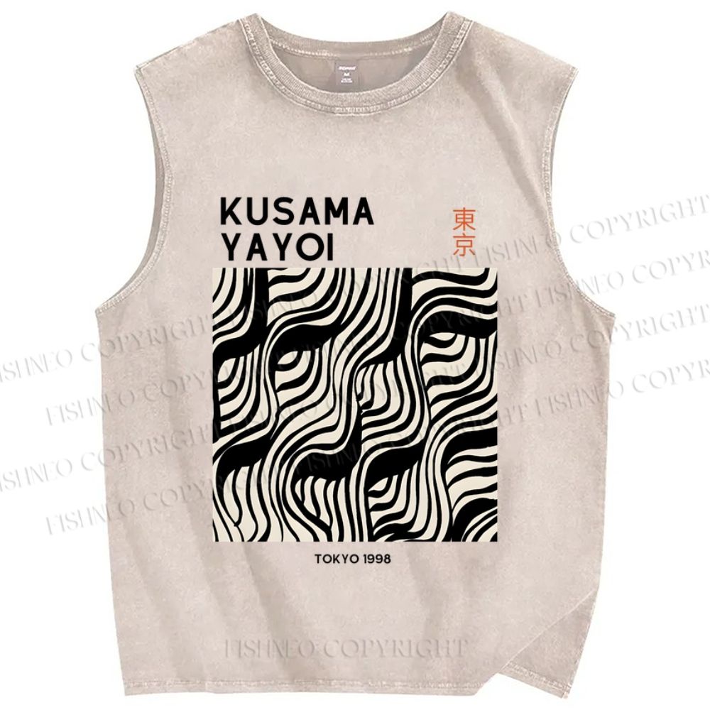 Unisex Yayoi Kusama Geometry Printed Washed Tank Top