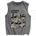 Unisex Yayoi Kusama Geometry Printed Washed Tank Top