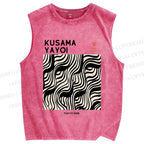 Unisex Yayoi Kusama Geometry Printed Washed Tank Top