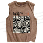 Unisex Yayoi Kusama Geometry Printed Washed Tank Top