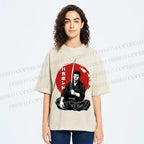 Unisex Vagabond Meditating Samurai Printed Washed Tee