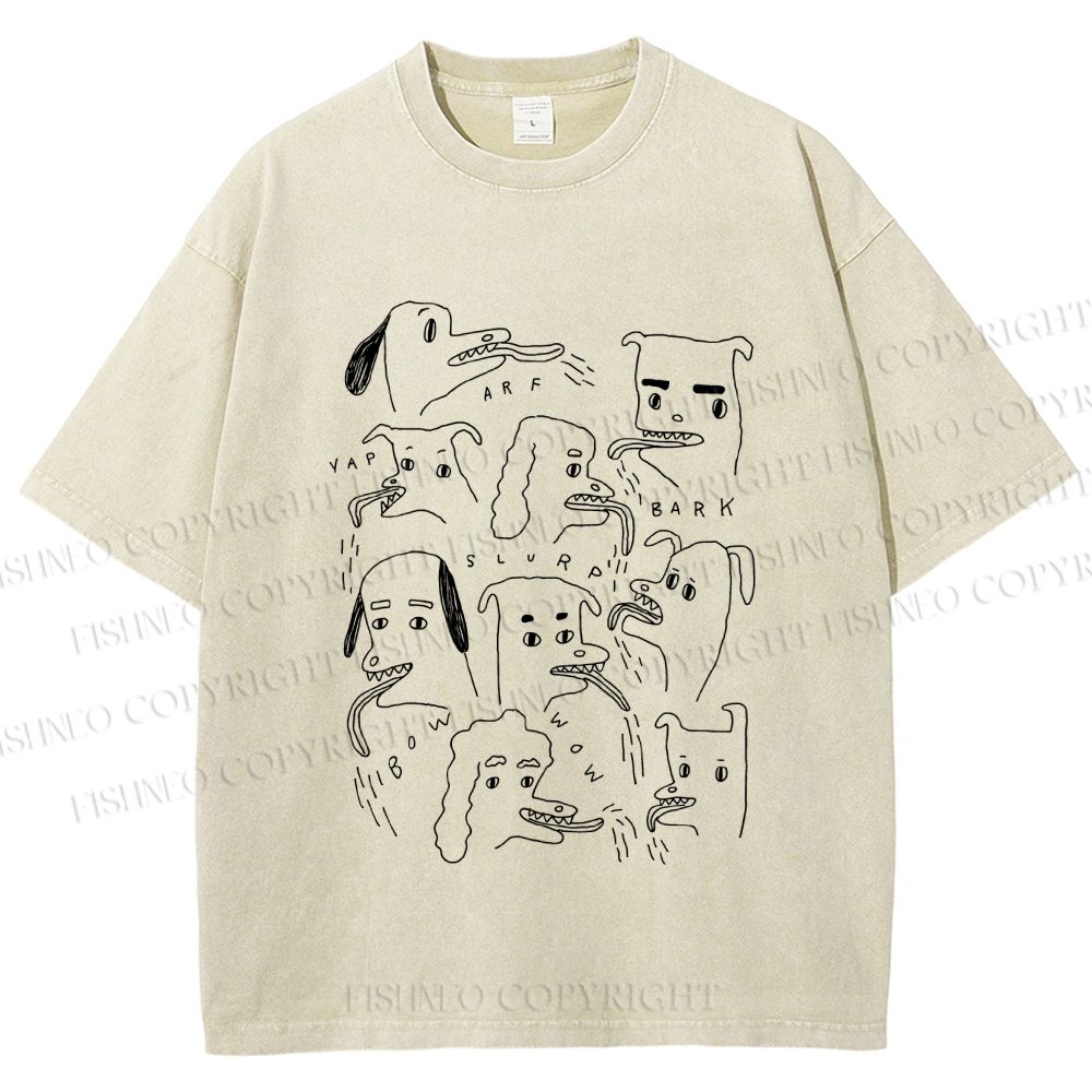 Unisex Types of Dogs Printed Washed Tee