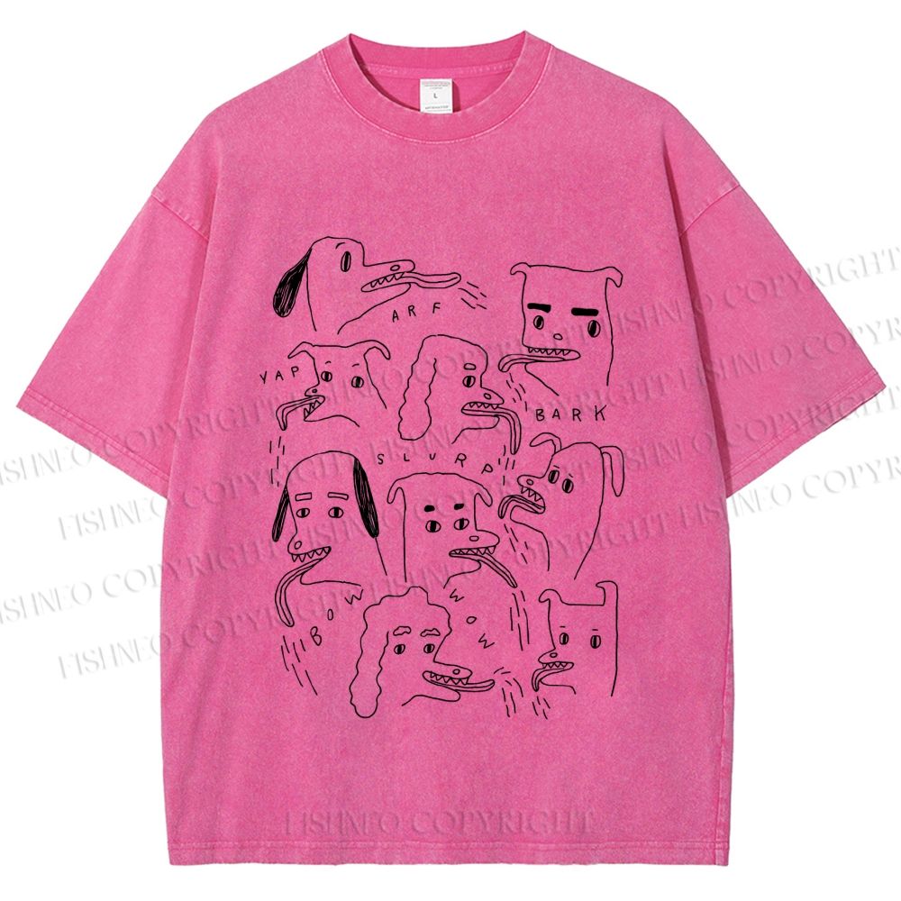 Unisex Types of Dogs Printed Washed Tee