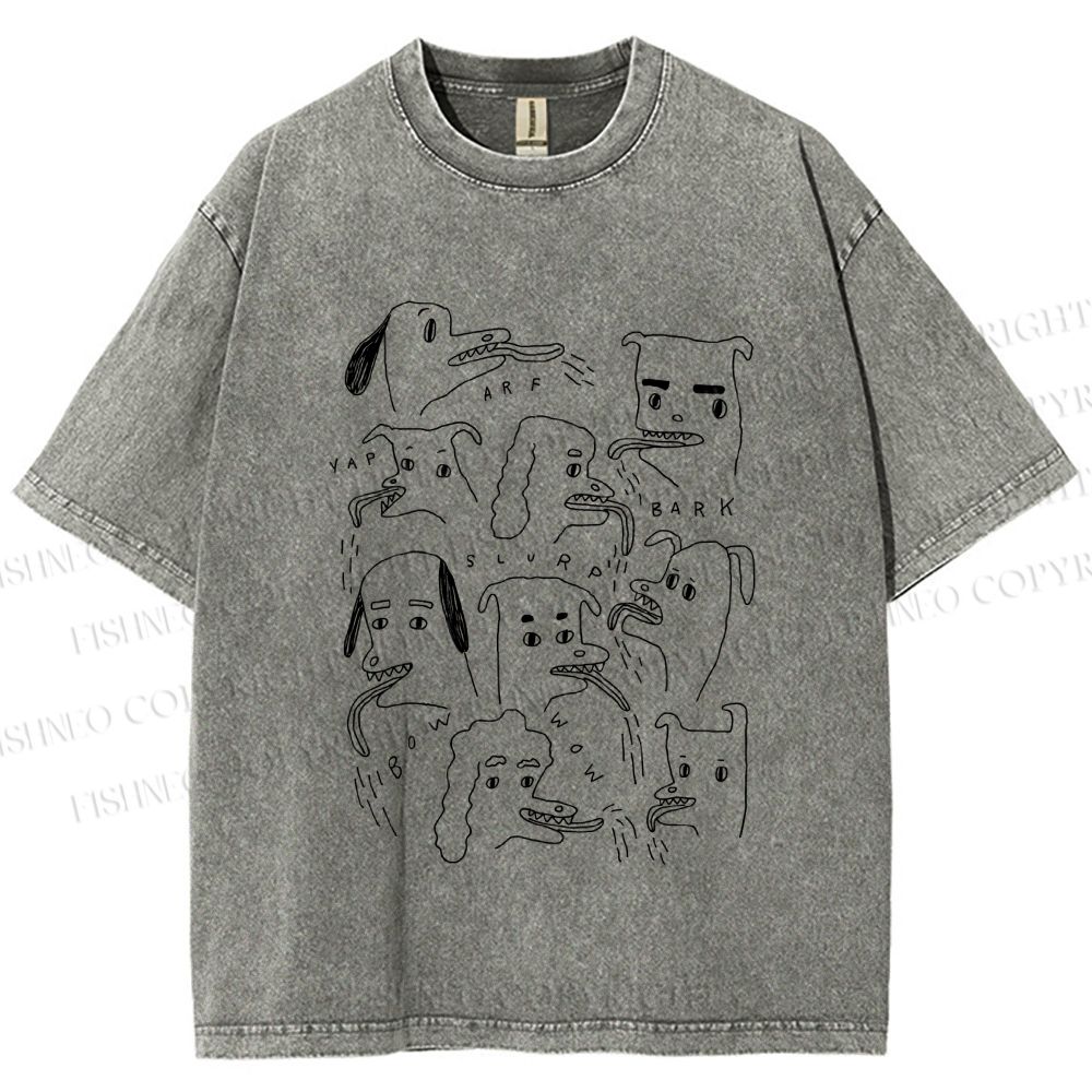 Unisex Types of Dogs Printed Washed Tee