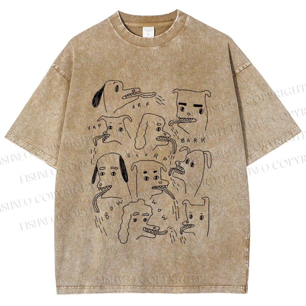Unisex Types of Dogs Printed Washed Tee