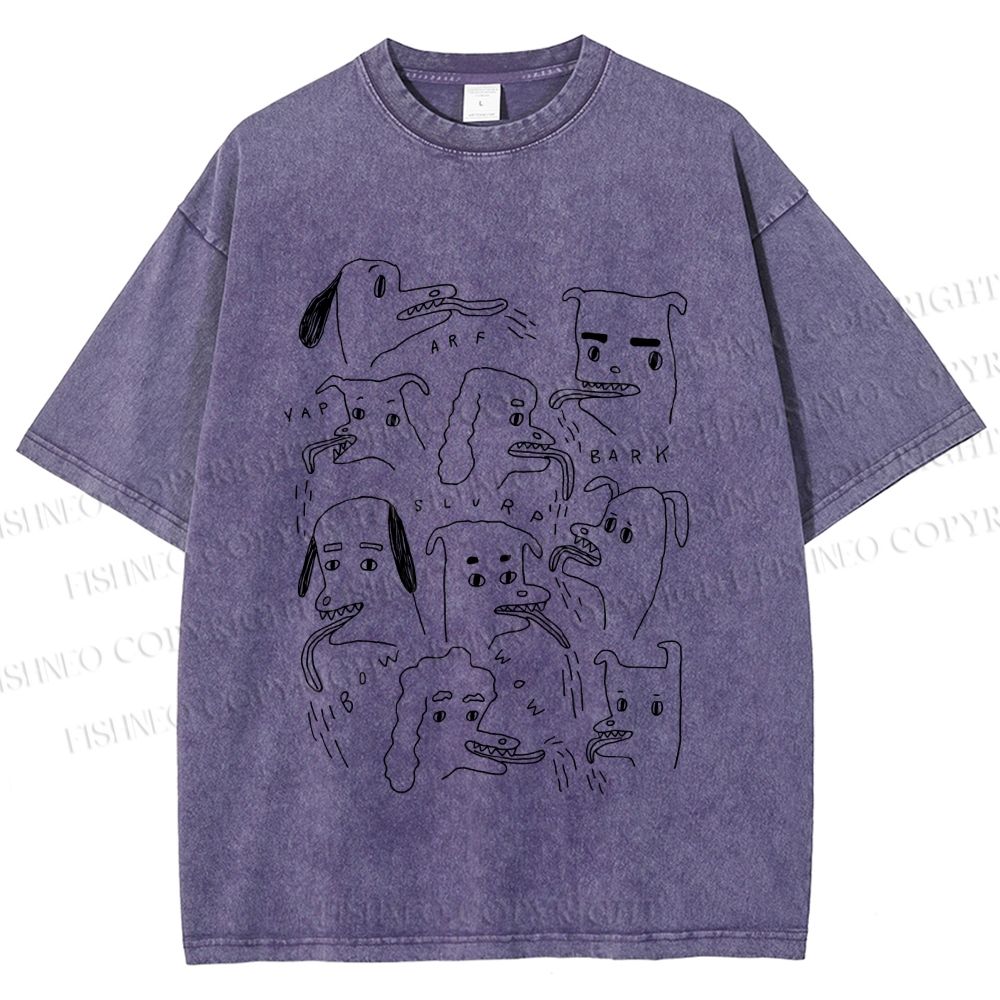 Unisex Types of Dogs Printed Washed Tee