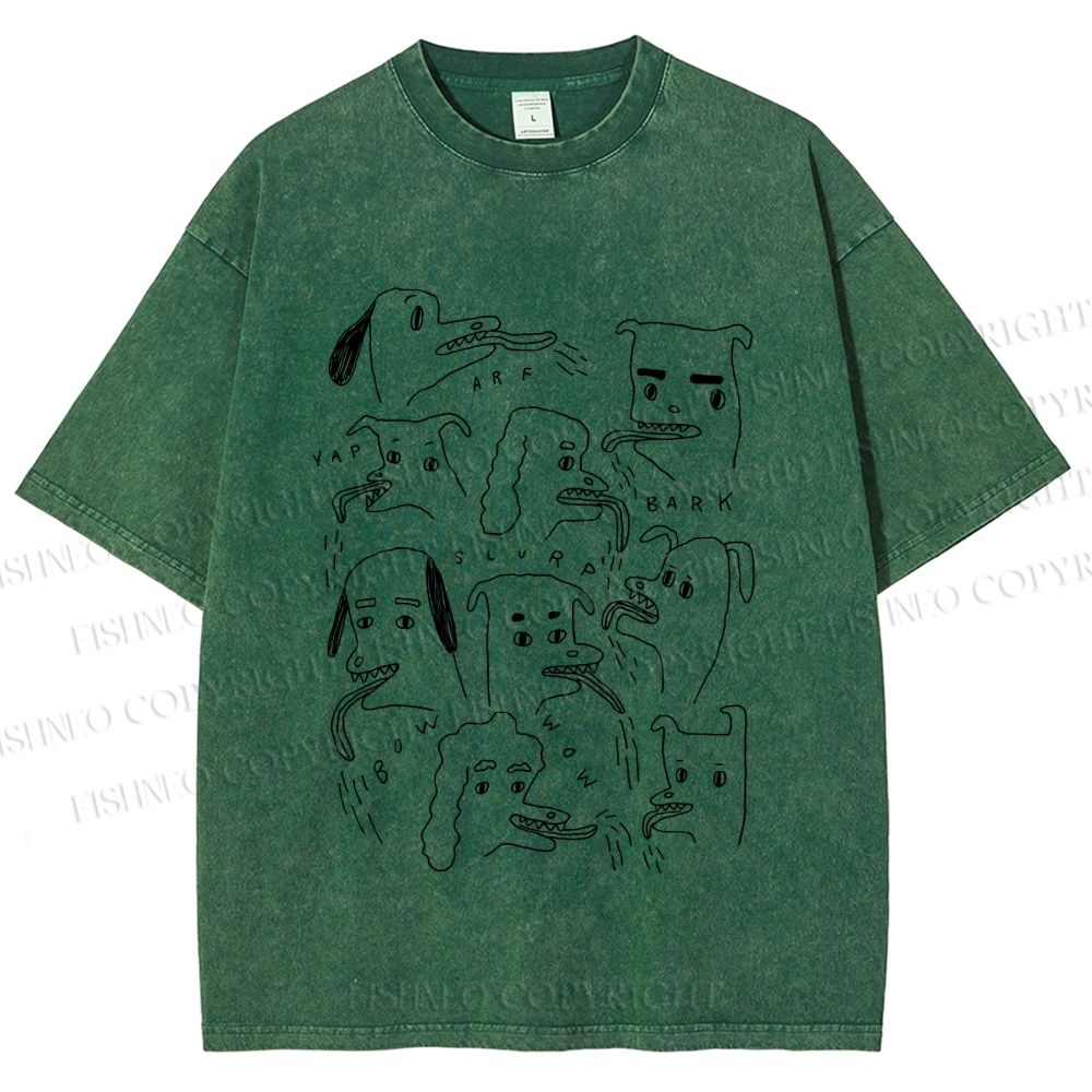 Unisex Types of Dogs Printed Washed Tee