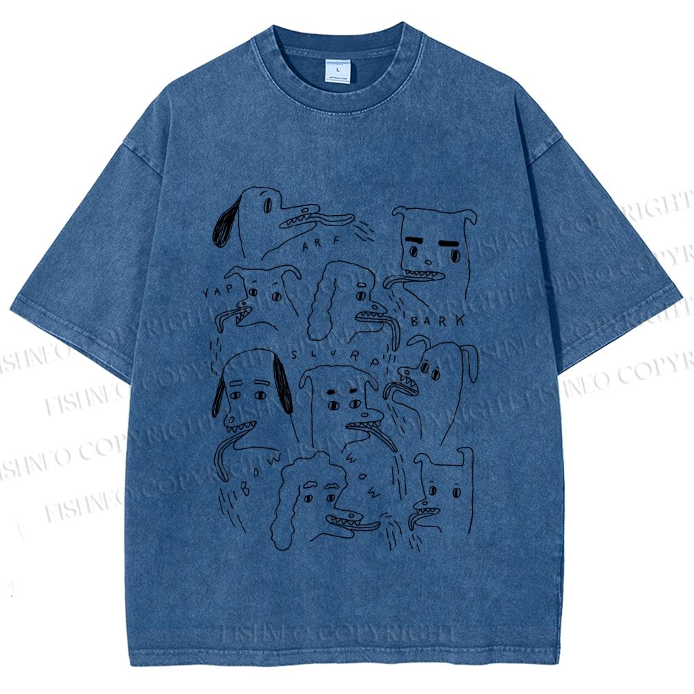 Unisex Types of Dogs Printed Washed Tee