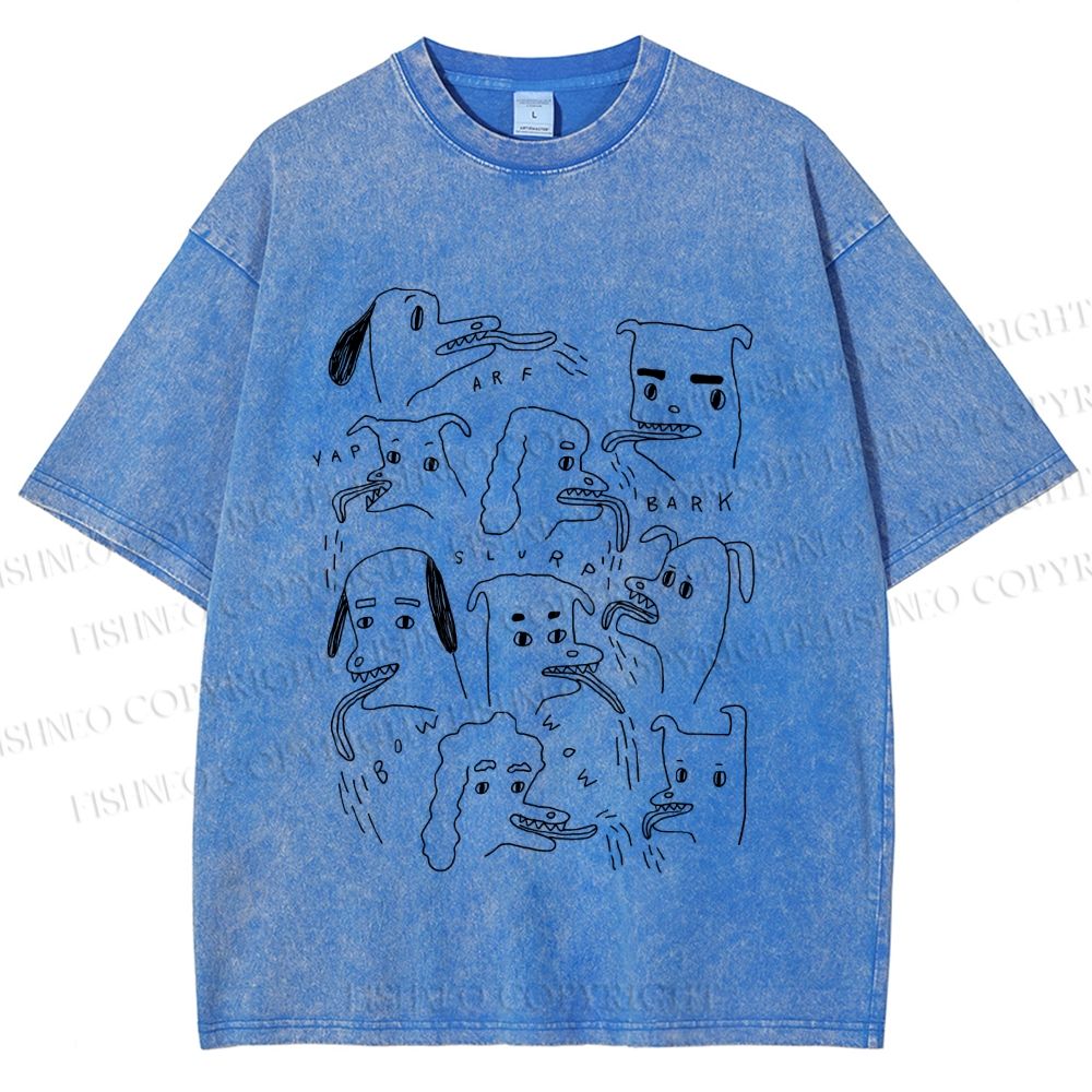 Unisex Types of Dogs Printed Washed Tee