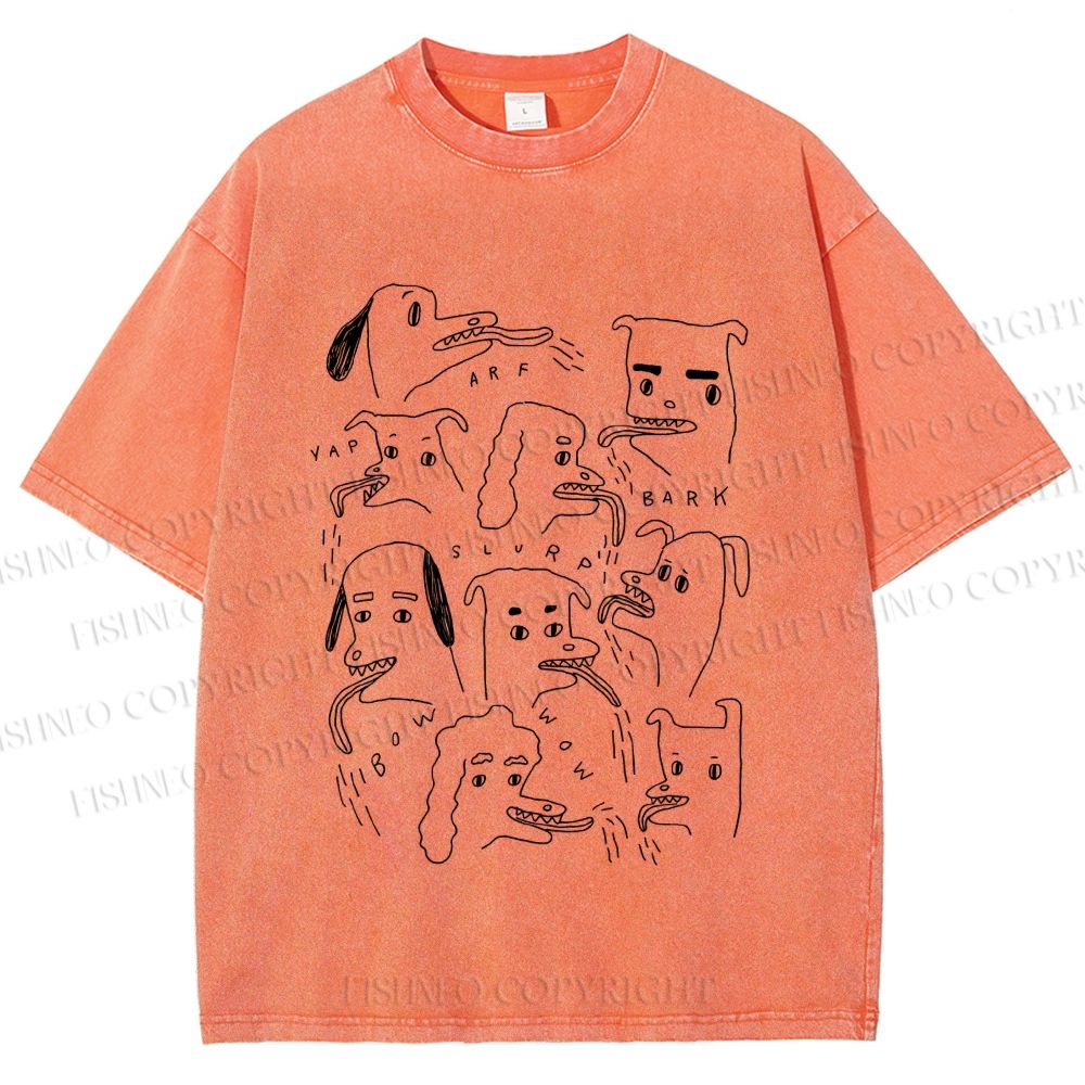 Unisex Types of Dogs Printed Washed Tee