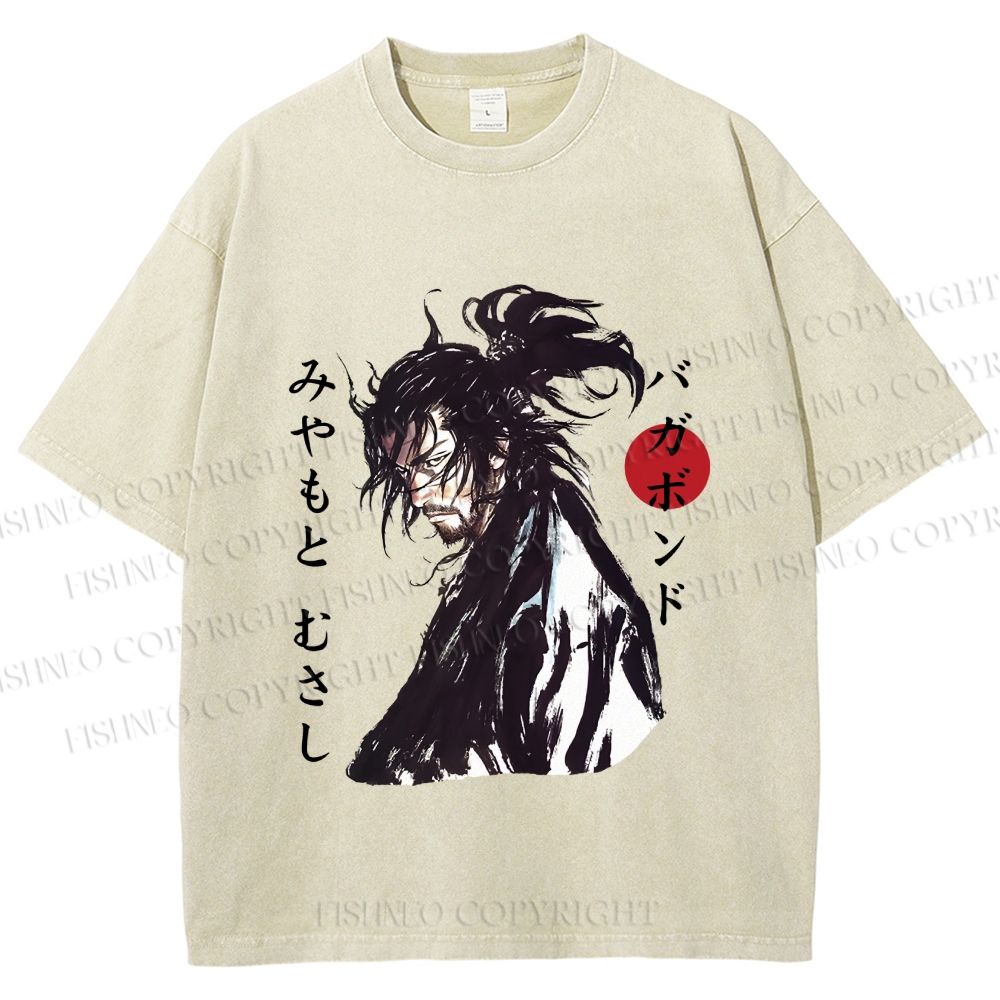 Unisex Vagabond Musashi Ink Wash Printed Washed Tee