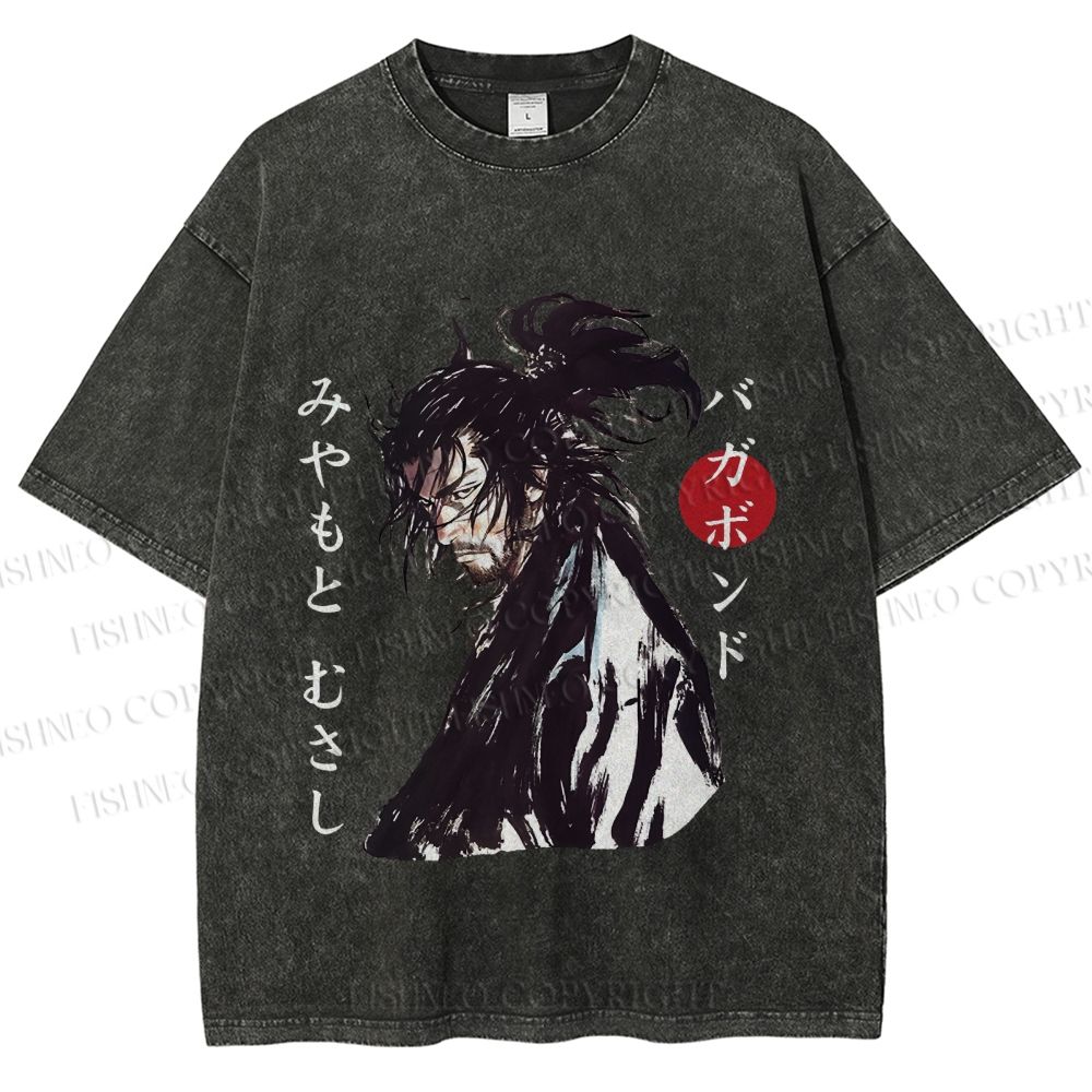 Unisex Vagabond Musashi Ink Wash Printed Washed Tee