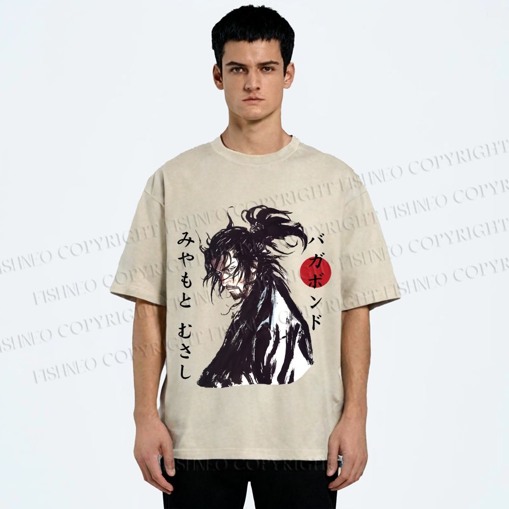 Unisex Vagabond Musashi Ink Wash Printed Washed Tee