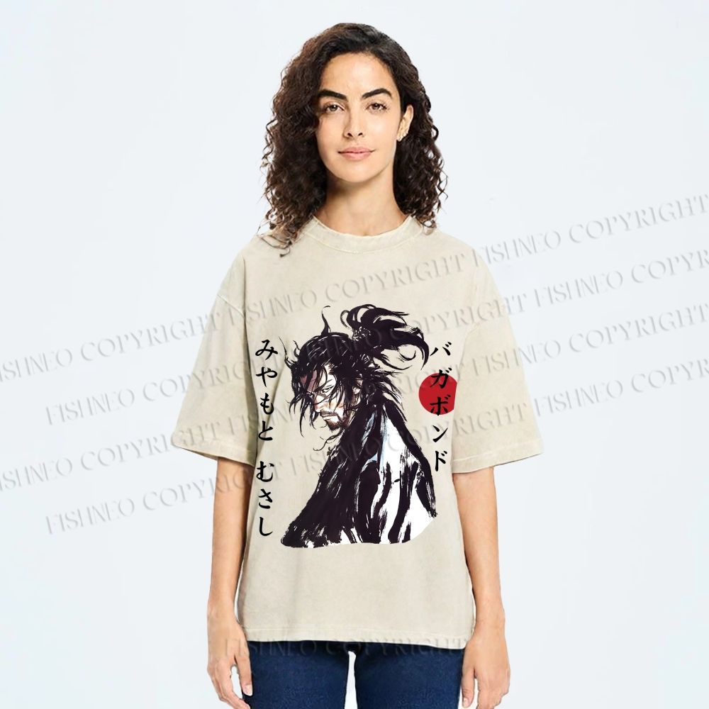 Unisex Vagabond Musashi Ink Wash Printed Washed Tee