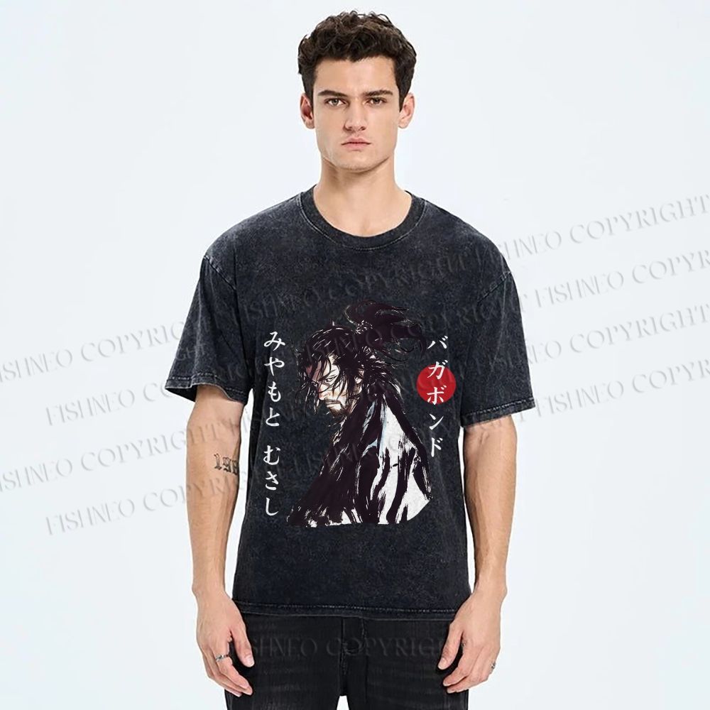 Unisex Vagabond Musashi Ink Wash Printed Washed Tee