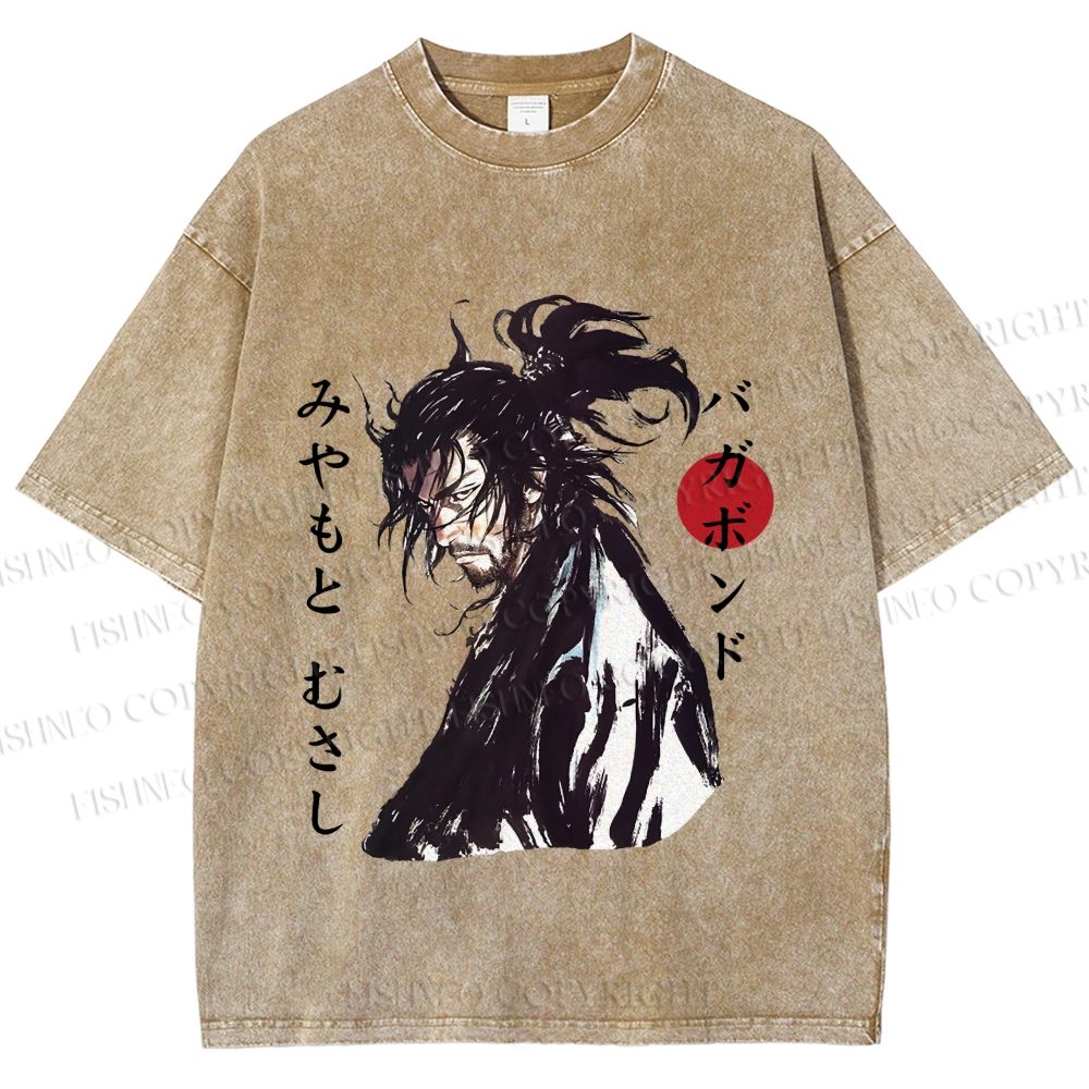 Unisex Vagabond Musashi Ink Wash Printed Washed Tee