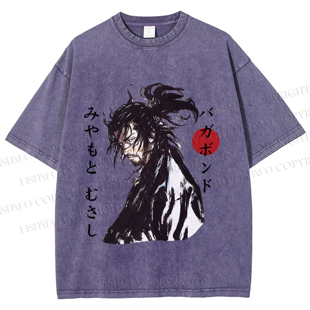 Unisex Vagabond Musashi Ink Wash Printed Washed Tee