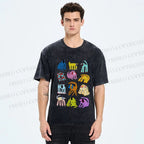 Unisex Dogs with Dots Printed Washed Tee