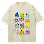Unisex Dogs with Dots Printed Washed Tee