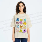 Unisex Dogs with Dots Printed Washed Tee