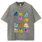 Unisex Dogs with Dots Printed Washed Tee