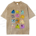 Unisex Dogs with Dots Printed Washed Tee