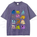 Unisex Dogs with Dots Printed Washed Tee