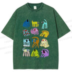 Unisex Dogs with Dots Printed Washed Tee