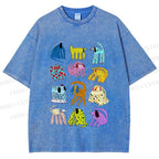 Unisex Dogs with Dots Printed Washed Tee